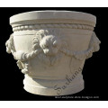 Hand-Carved White Marble Flowerpots, Marble planters
